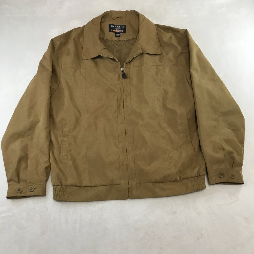 Dockers Stain Defender Men's Bomber Beige Tan Full Zip Jacket XL 19546